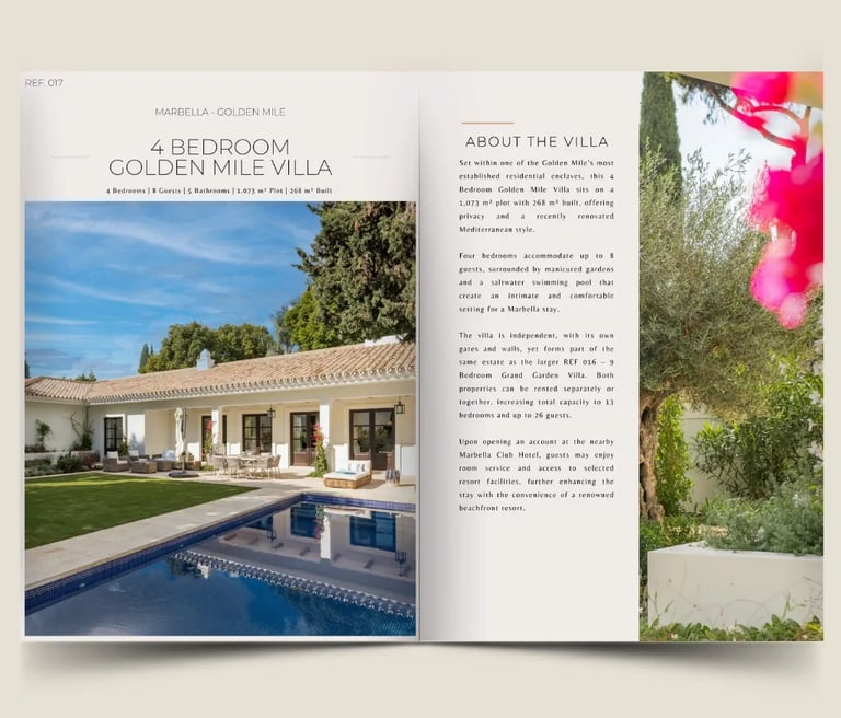 4 bedroom Golden Mile villa dossier cover with estate imagery and property details