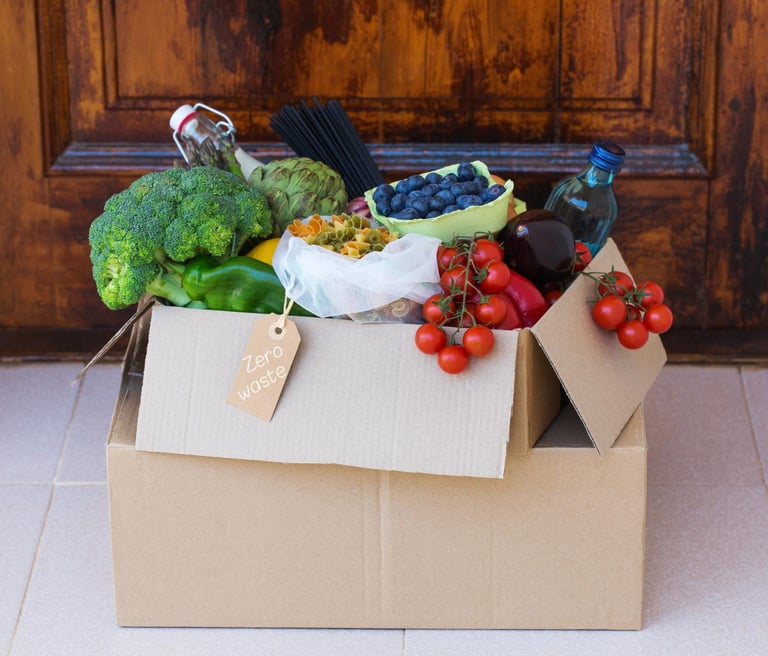 a box of vegetables and fruits in a box
