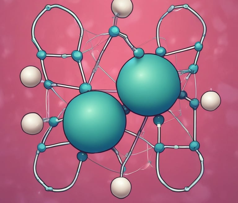 A close-up of colorful molecular models representing different types of intermolecular forces.