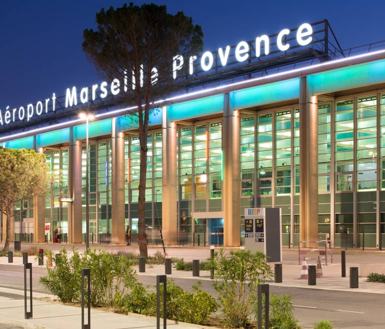 Marseille Provence Airport terminal, entrance used for private transfers