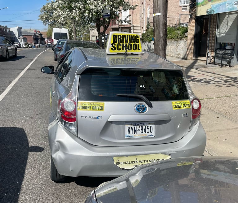a car parked on the side of a street