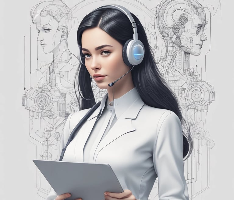 A modern office environment showcasing AI technology in use.