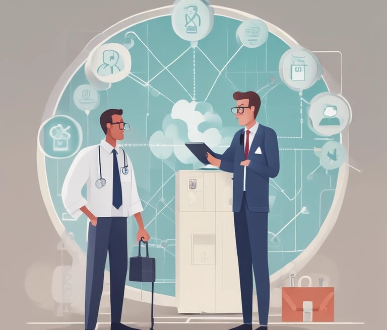 The image depicts a clean and modern hospital room featuring a hospital bed with advanced monitoring equipment attached. The room is well-lit with ceiling lights and has a large window with blinds, allowing natural light to enter. The floors are made of polished wood, and there are neutral-colored walls. Medical equipment and a computer monitor are suspended above the bed, contributing to the sterile and professional atmosphere of the room.