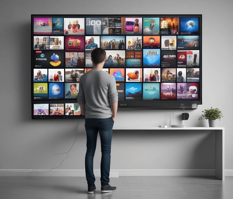 A diverse team collaborating around a digital workspace filled with technology and creativity.