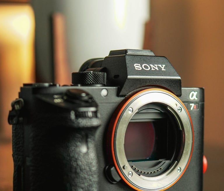 Close-up of a professional Sony A7 III camera body highlighting the full-frame sensor