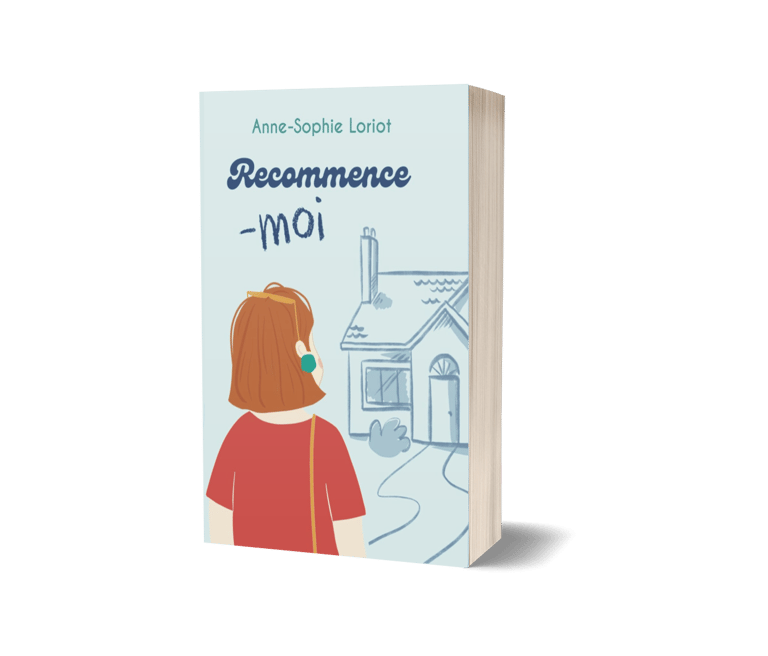 Mockup roman broché "Recommence-moi", le nouveau livre d'Anne-Sophie Loriot, auteure.
