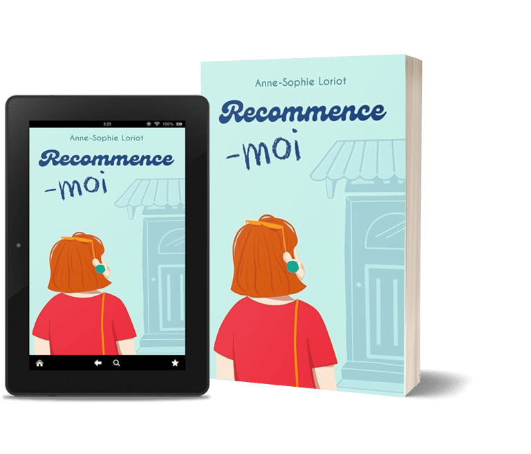 Mockup roman broché et ebook "Recommence-moi", d'Anne-Sophie Loriot, auteure.