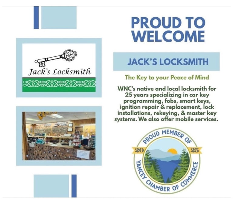 Proud to welcome Jack's Locksmith - Yancey Chamber of Commerce member