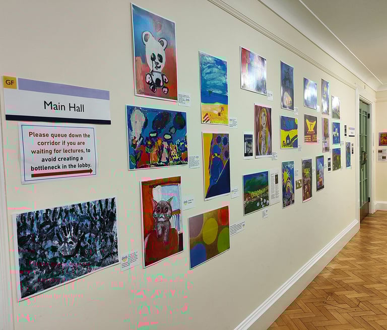 Oxford university display of Ukrainian internally displaced children