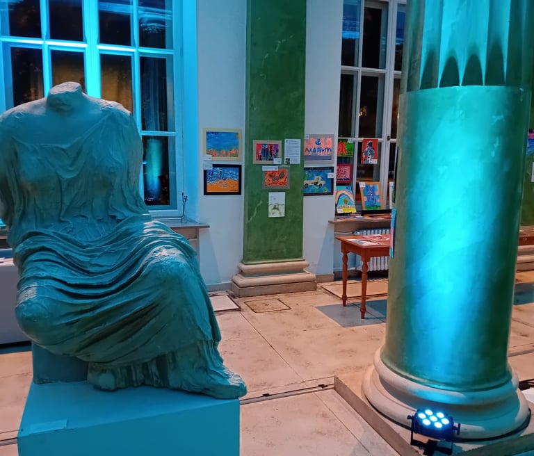 art gallery with paintings made by  children affected by the war in Ukraine in Warsaw