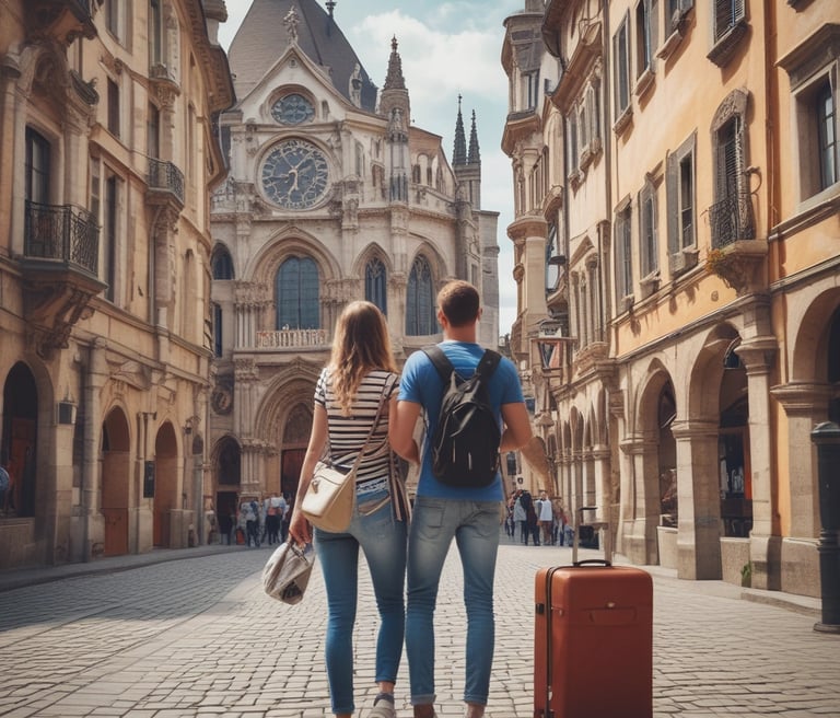 A professional team assisting travelers with health technology.