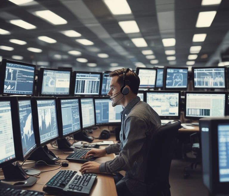 A diverse team of consultants collaborating over laptops in a modern office space filled with natural light.