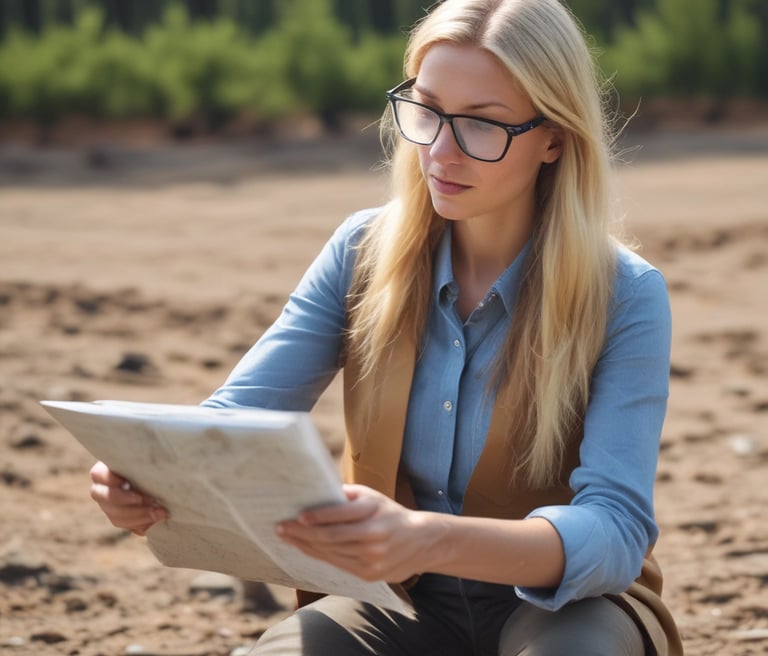 A serene office space with plants and environmental charts on the walls, reflecting a modern consultancy atmosphere.