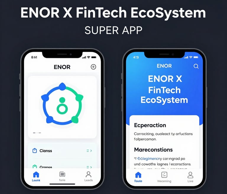 A sleek dark-themed dashboard interface of a fintech super app with deep purple and lime green highlights.