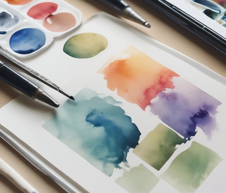 A cozy Parisian artist's studio with canvases, brushes, and a view of the Eiffel Tower through the window.