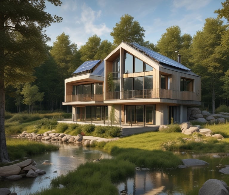 A team of engineers discussing renewable energy solutions in a modern office.