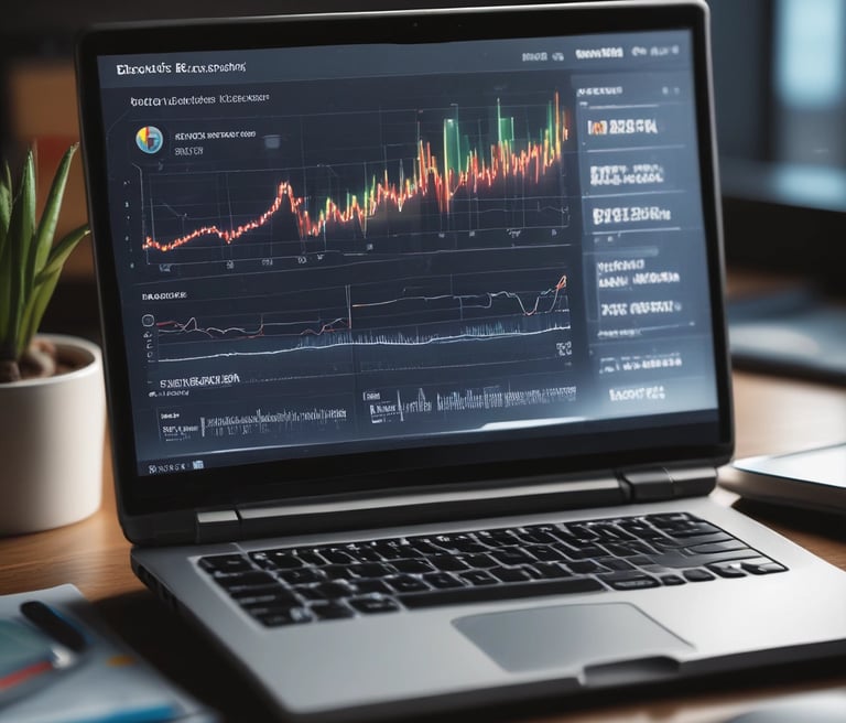 A professional working attentively on website design within a sleek, modern office space