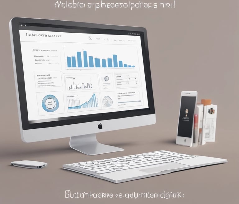 A warm small business shop owner happily using a laptop to manage sales with web-based application.