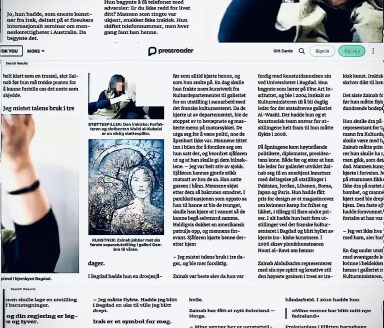 Varden.no, Zainab Abdulkarim Ali, visual art, Zainab Art, Iraq, Norway, Oslo, Italy, Crotone