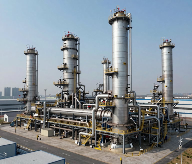 A panoramic view of the Apex Energy Components office building at Meydan Grandstand, with sunlight reflecting off its modern glass facade.