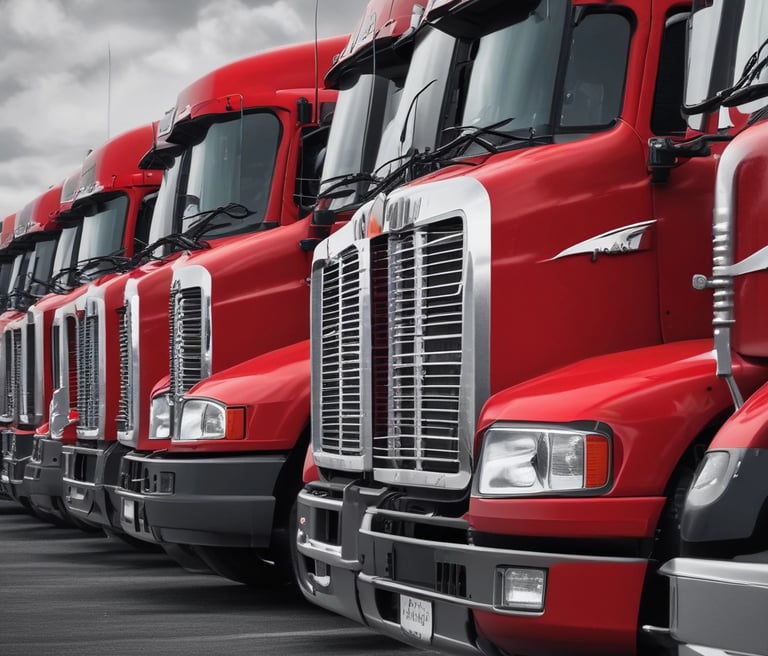 A professional truck driver navigating a scenic highway with a clear blue sky.