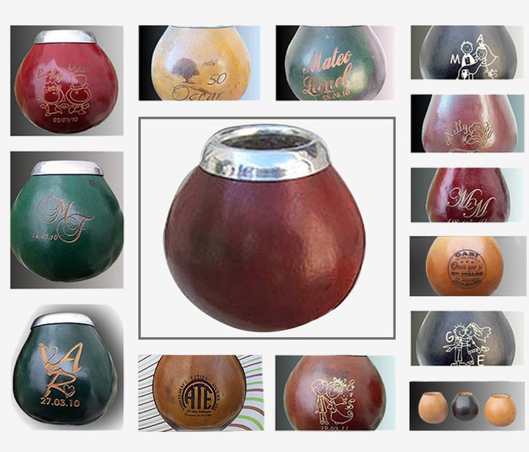 a collection of gourds mates with different colored