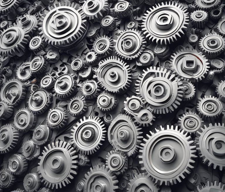 A dimly lit room features a prominent illuminated sign displaying the words 'Sysco LABS.' Below the sign are office desks with various electronic devices, including laptops and cables. The lighting creates a cool and professional atmosphere.