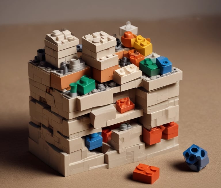 Three modern, oval-shaped, modular white houses are situated in a lush, green hilly landscape. Each house has large glass windows and wooden staircases leading up to their entrances. A beige canopy tent is set up in the grassy area in front of the houses, and a person is seen walking near the structure. The sun casts warm light, enhancing the scenic and serene atmosphere.