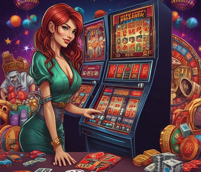 Close-up of colorful slot machine reels in motion
