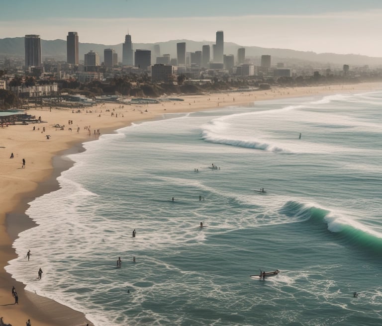 beautiful Los Angeles surfing scene and beaches