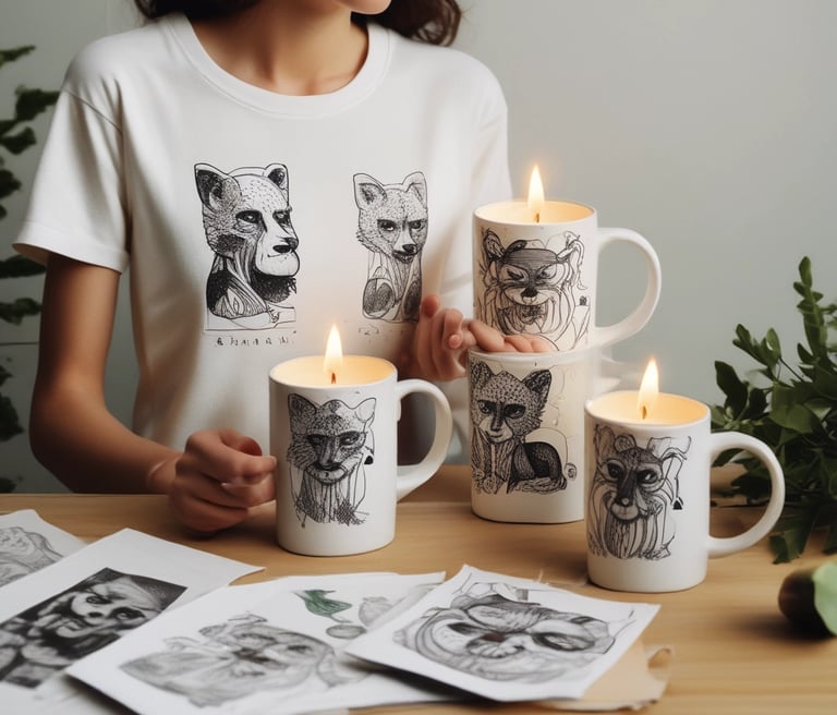 Handcrafted artisan products displayed on a wooden table with natural lighting.