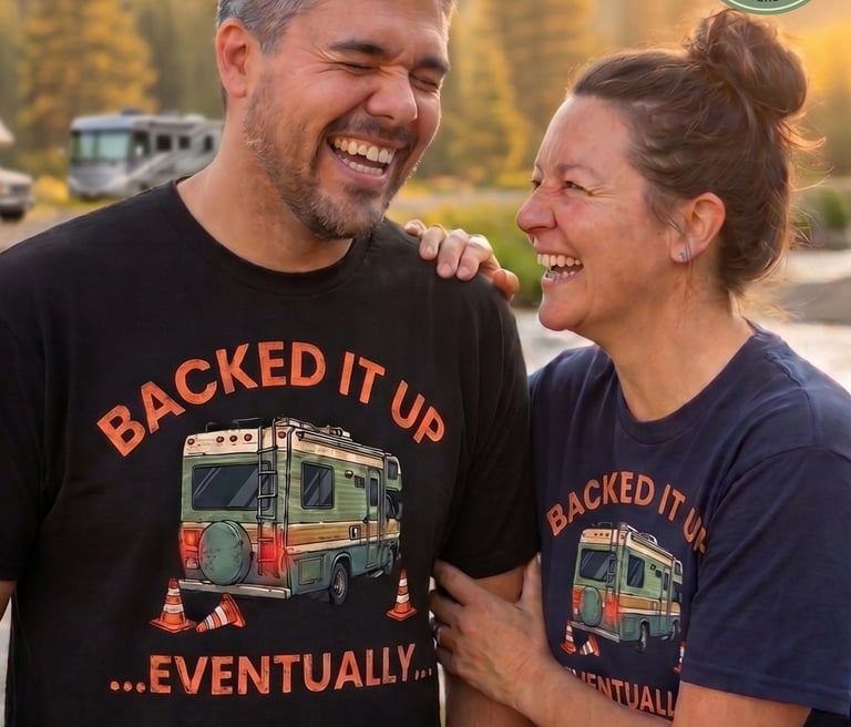 Backed It Up Eventually funny RV camping gift shirt on Comfort Colors 1717 — Horacio & Visconti