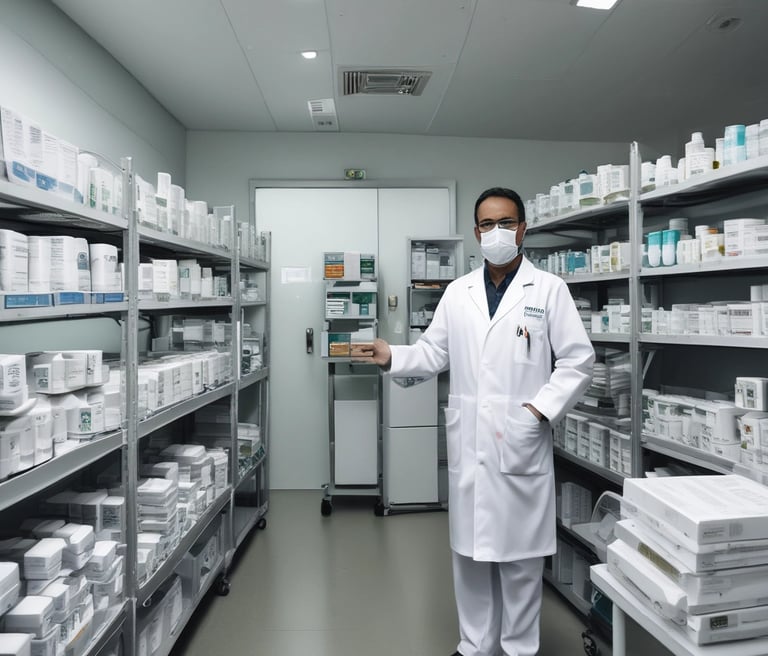 A professional team discussing healthcare products.