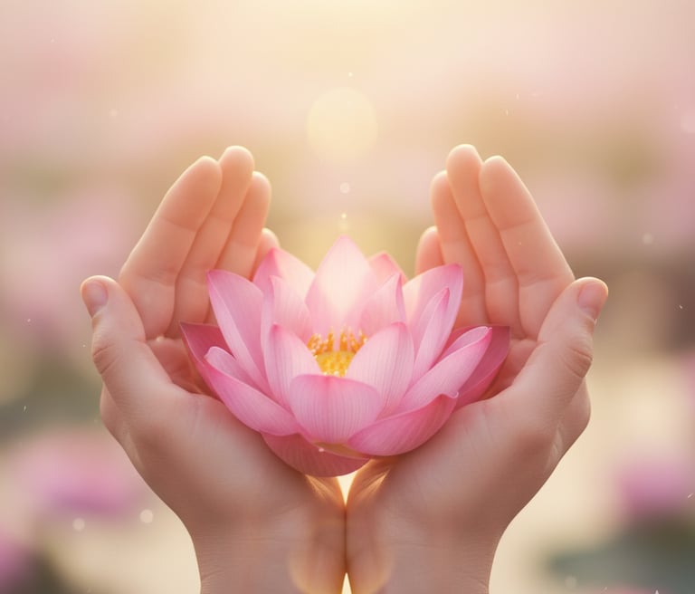 Fleur de lotus rose et blanche, symbole de pureté pour les soins énergétiques à Montluçon.