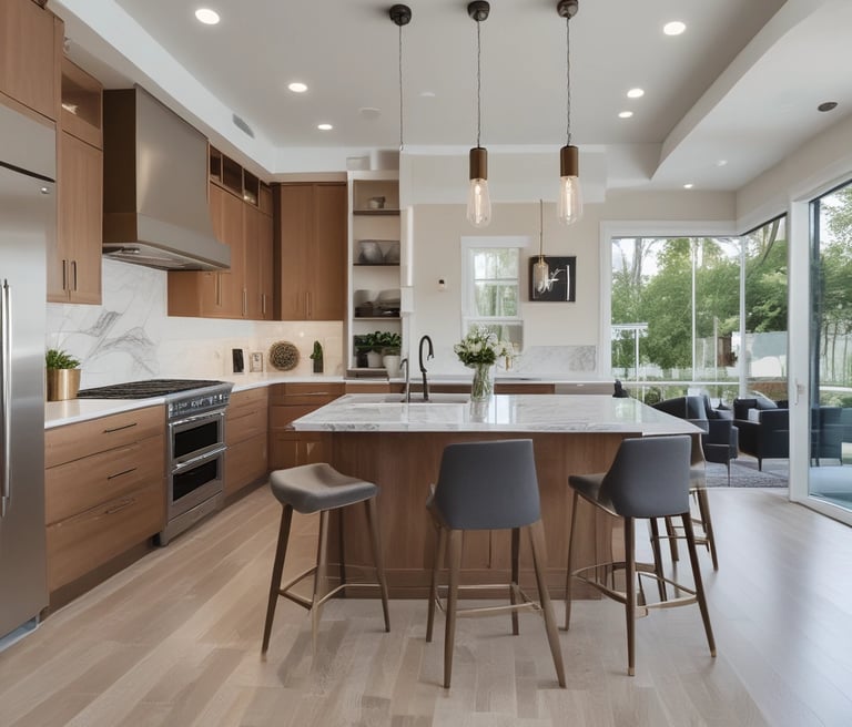 A large multi-story building with numerous windows, known for its luxurious design, stands next to a body of water surrounded by greenery. The structure has a prominent and elegant architectural style. In front, there is a green area with trees, shrubs, and a brand-name retail shop with 'Louis Vuitton' signage.