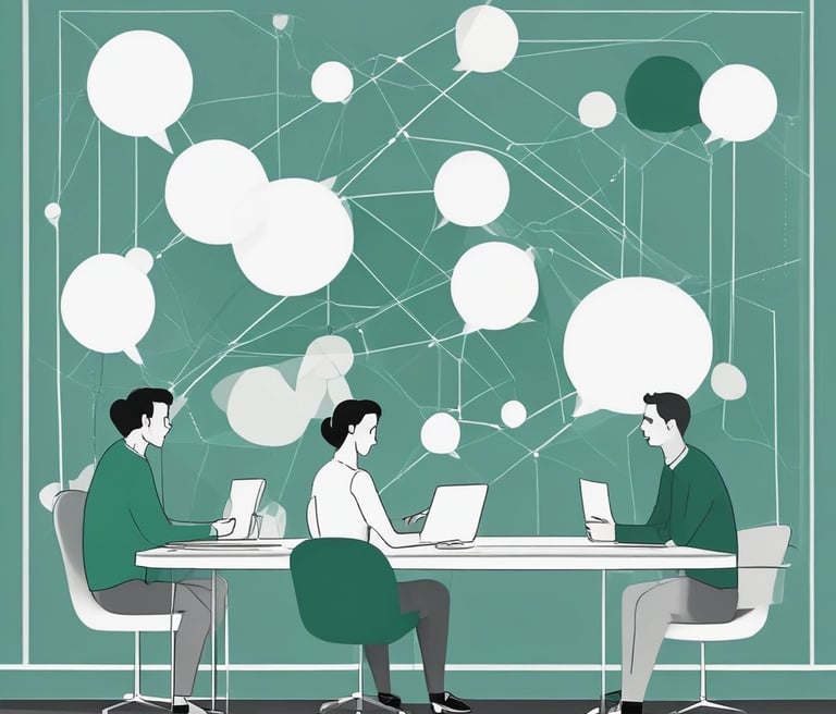 A modern office space with a team collaborating on influencer marketing strategies.