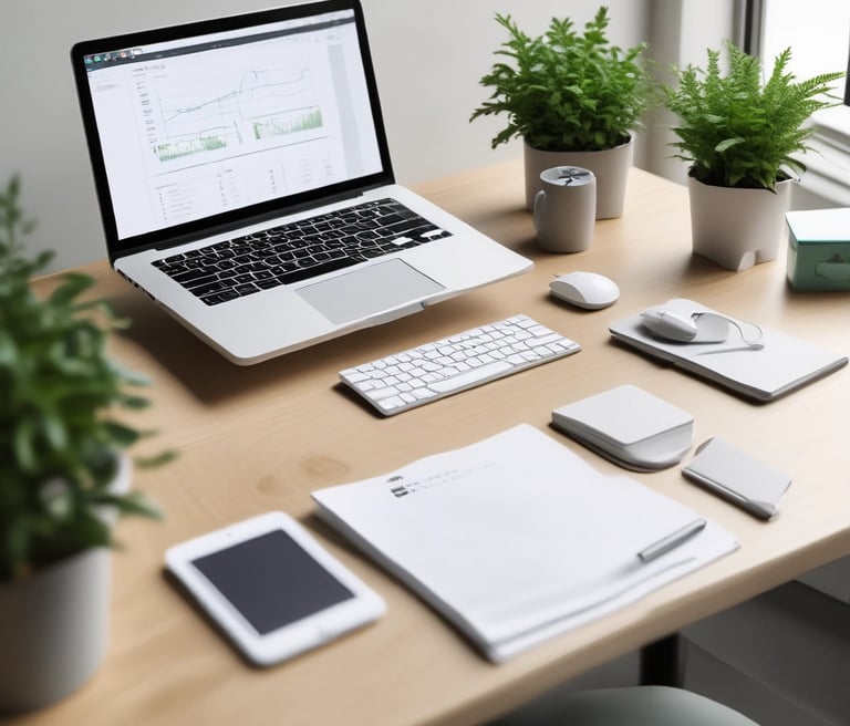 A modern office space showcasing a collaborative team environment.