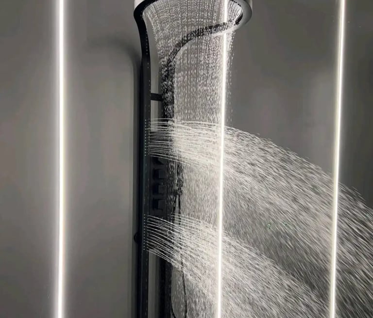 a shower head with a shower head and a shower head
