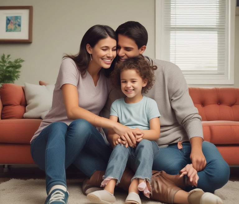 A friendly insurance agent helping a family review ACA plan options around a kitchen table.