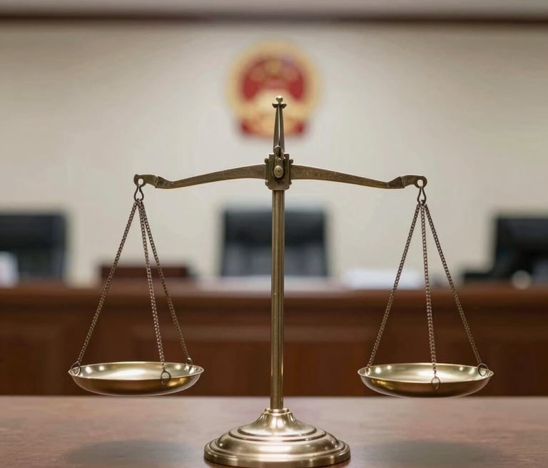 A professional lawyer consulting with a client over labor and trademark documents.