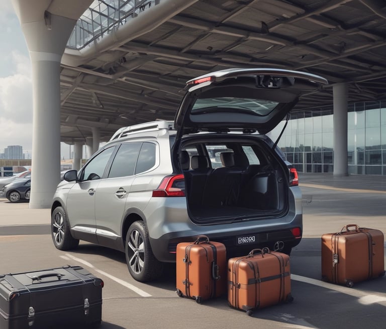 A friendly private chauffeur waiting with a sign at Faro airport.