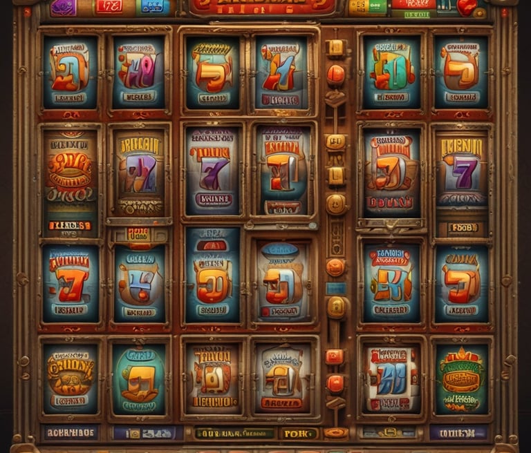 A cozy pub interior featuring a row of sleek, modern slot machines with warm lighting.