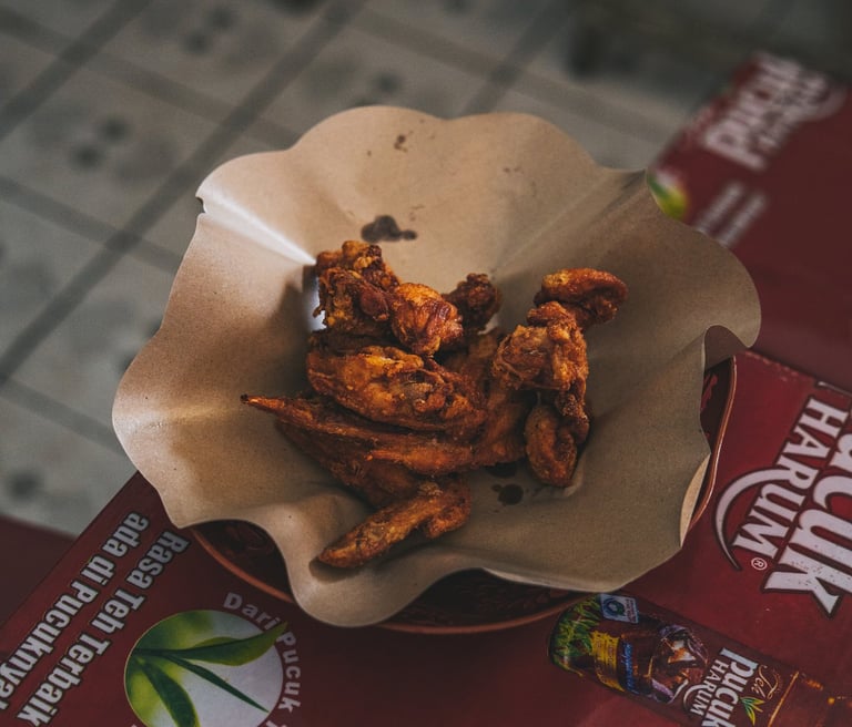 fried chicken wings at Nasi Kari Apek Loso Batam