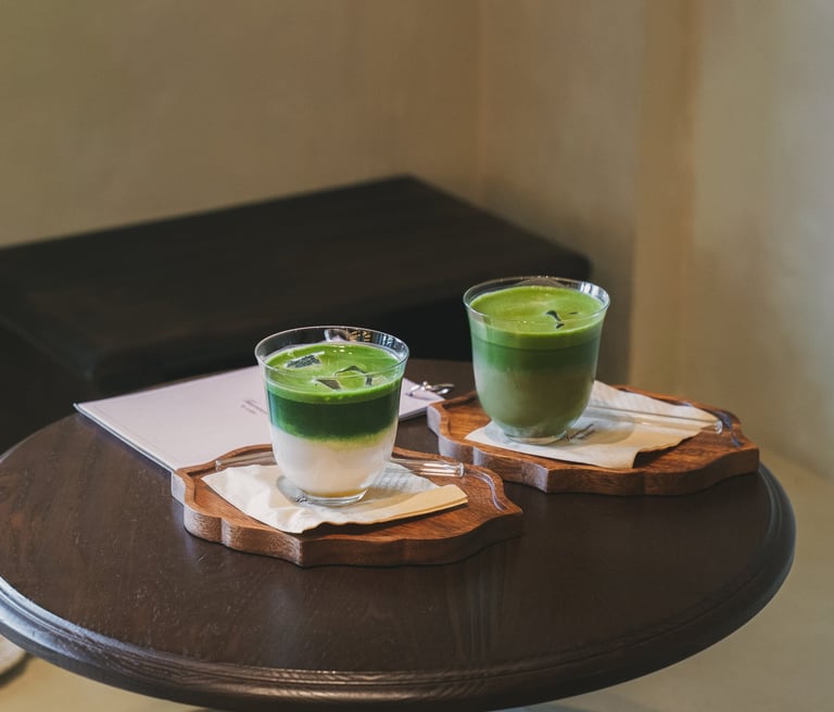 Akemi Ceremonial Matcha and London Fog Matcha at Tearoom by Aralee Batam