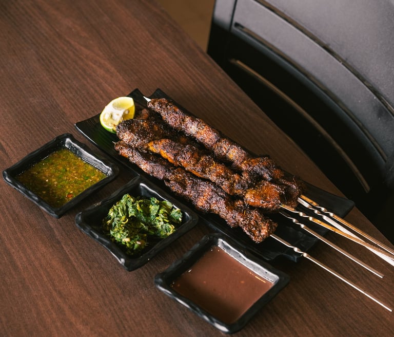 Sate with sauces at BPK Chika Batam