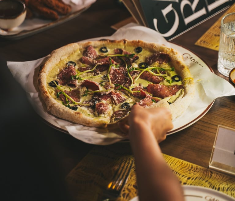 Pastrami Pesto Pizza at Garden Bay Batam