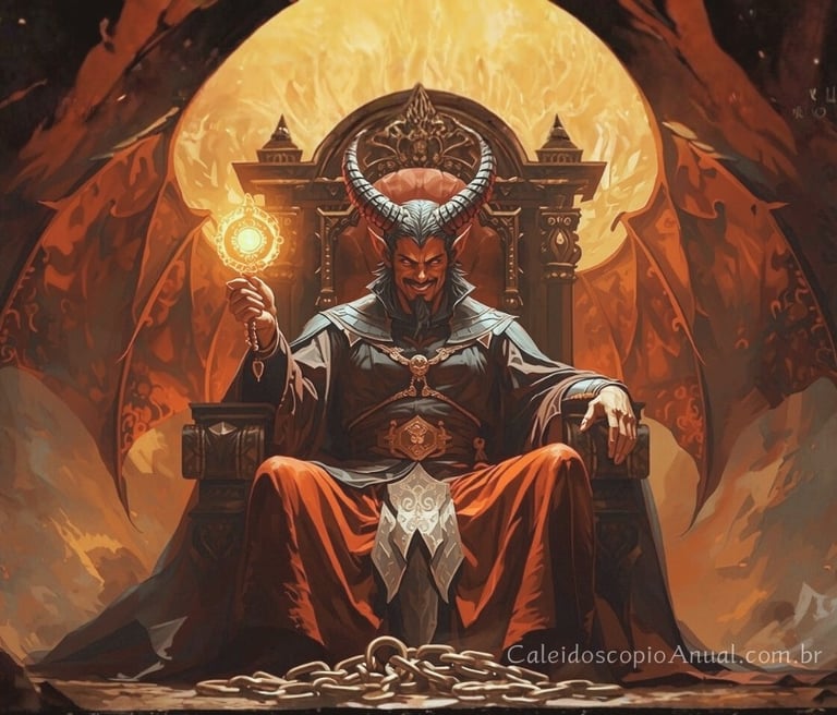 Ressignificando o arcano do Diabo, sentado num trono com chave na mão