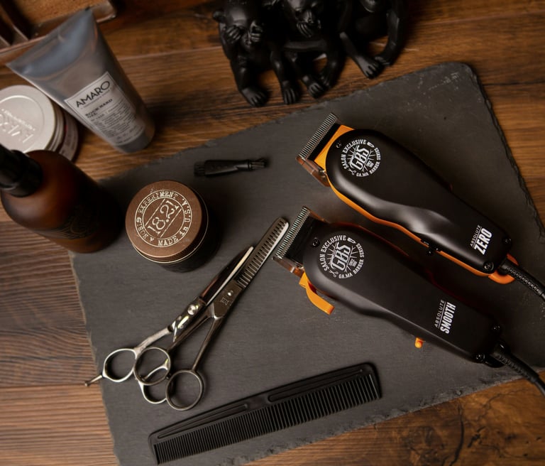 Kit profesional de barbería con máquina eléctrica para cortar cabello, tijeras de entresacar y produ