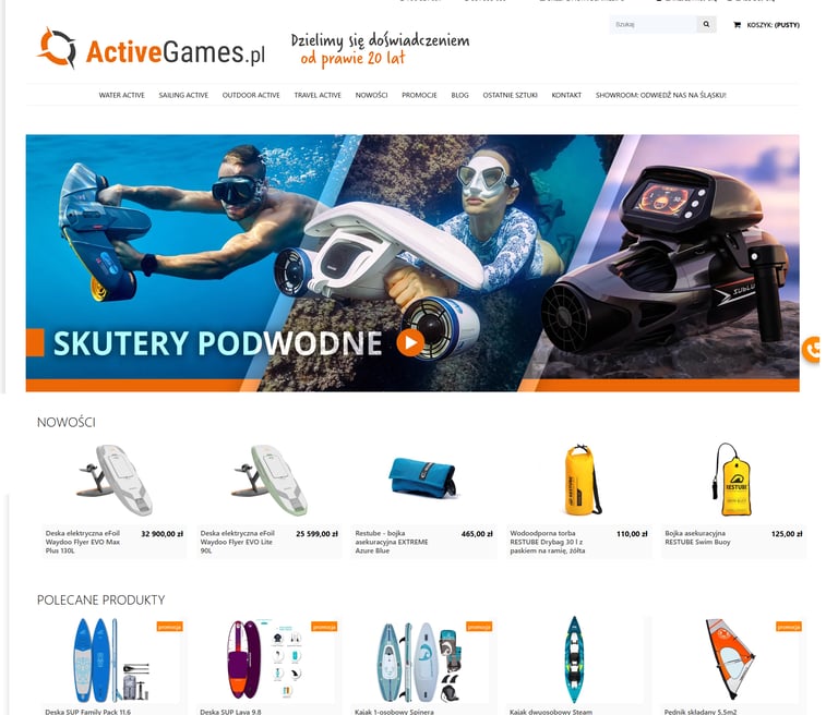 Activegames.pl – sklep internetowy ze sportami wodnymi i outdoorem