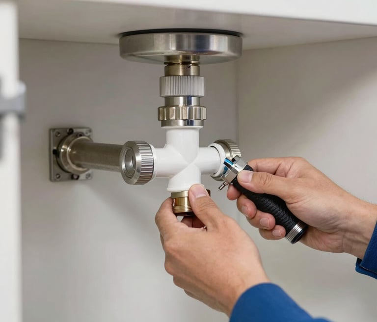 A warm photo of three generations of the Dharmapuri Engineering Agencies family standing proudly in front of their store.